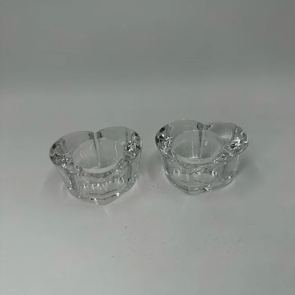 2 Crate & Barrel heart shaped glass votive holders - Picture 2 of 4